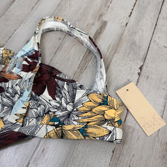 Ris-K Dippin Daisys Tide Bikini Top Only Multicolor Floral Criss Cross Lotus XS - Picture 3 of 7